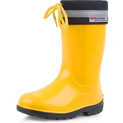 Imagen de Ladeheid Botas de Agua para niños Lluvia con Suelas Antideslizantes Unisex Goma Niñas Rainboots for Kids Impermeables LA 972 (Amarillo/Negro, 22 EU)
