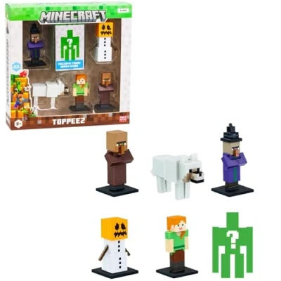 Imagen de Bandai Minecraft Pack de 6 Figuras coleccionables Estuche pequeñas, Incluidas 1 Misterio Colección Videojuegos y películas Juguete a Partir 8 años PMM2060