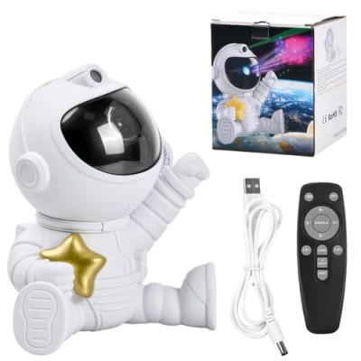 Imagen de Jinlaili Proyector Estrellas Astronauta, 360Rotación Astronaut Galaxy Projector Starry Sky Night Light, con Mando a Distancia, Astronauta Luz Nocturna