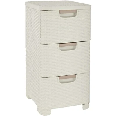 Imagen de Curver Cajonera Style con 3 Cajones de 14 L, 37.8 x 32.8 59.5, color blanco, Ordenación, en forma estantería