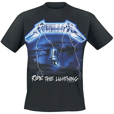 Imagen de Metallica Ride The Lightning Hombre Camiseta Negro S, 100% algodón, Regular