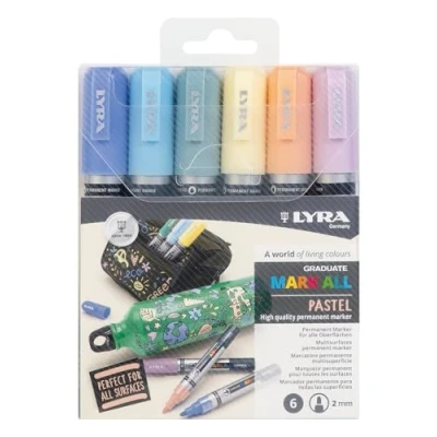 Imagen de LYRA Mark All, Rotulador permanente Multisuperficies, Punta redonda, Colores surtidos, 6 unidades