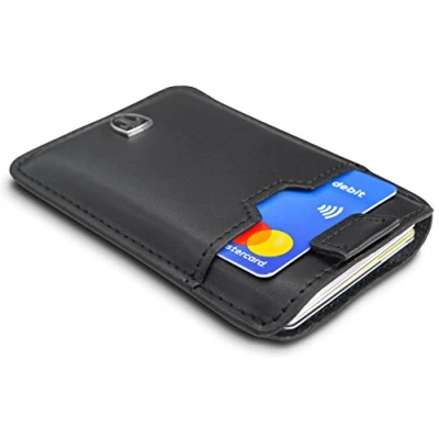 Imagen de TRAVANDO Tarjetera con Seguridad RFID, PROTECCIÓN hasta 12 Tarjetas (Crédito) Billetera Fina Pinza para Billetes Cartera Pequeña Estuche Hombres