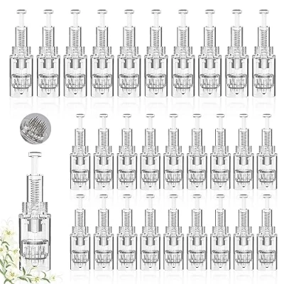 Imagen de 30 Agujas de microneedling, repuesto Derma Pen, 24 pines, Micro Nano Agujas, cartuchos para microagujas, microagujas Dermapen Microneedling dispositivo