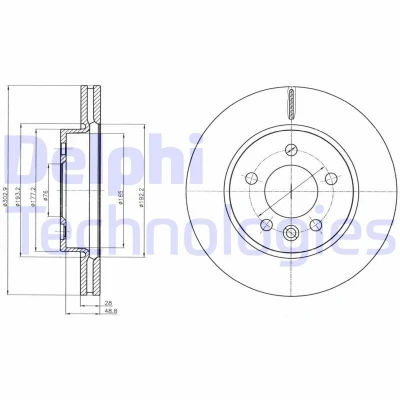 Imagen de DELPHI BG4343C Disco de freno 303 28 5 ventilado revestido sin procesar cojinete rueda, anillo sensor ABS VOLKSWAGEN: Amarok Pick up