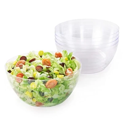 Imagen de MATANA 5 Cuencos Grandes, Bol de Plástico Duro Transparente, Ensaladeras, XL 3500ml Resistente y Reutilizable Fiestas, Picnic, Cumpleaños