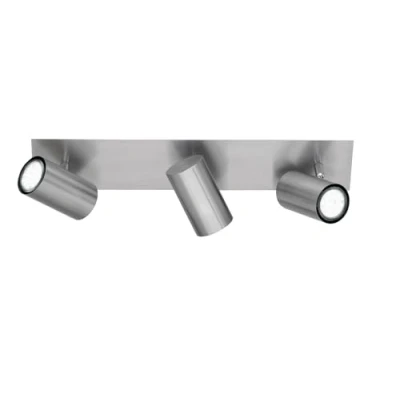Imagen de Trio 802400307 Serie 8024 Focos con 3 luces, bombillas excluidas, GU10, 35 W, 230 V, A++, E, IP20, 15 x 48 9 cm, metal, níquel mate