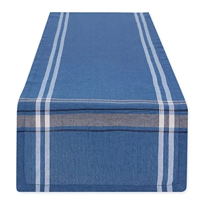 Imagen de DII Camino de Mesa Comedor Rayas francesas, 14 x 72 Pulgadas, Cambray Azul