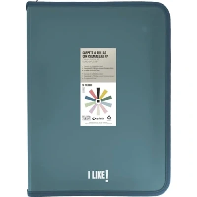 Imagen de Grafoplas Carpeta Anillas a4 con Cremalleras A4+, Azul Oscuro, 4 25mm, Incluye Compresor Plástico, Colección Papeleria Like, Material Polipropileno, Perfecto Escolar