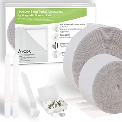 Imagen de Cinta Adhesiva para Mosquiteras Más Fuerte y Duradera Kit Completo Magnéticas Cierre de Ganchos Lazos SOLO PARTE ÁSPERA/Con (2,5 cm x 5,5 m, 4 1,5 Blanco)