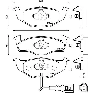 Imagen de BREMBO P 85 071 Juego de pastillas freno con contacto avisador desgaste sin accesorios SKODA: Fabia 2, I Hatchback, 1 Combi