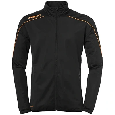 Imagen de Uhlsport Stream 22 Classic Jacket chaqueta de poliéster con cuello alto, Unisex niños, Black/Fluo Orange, 104