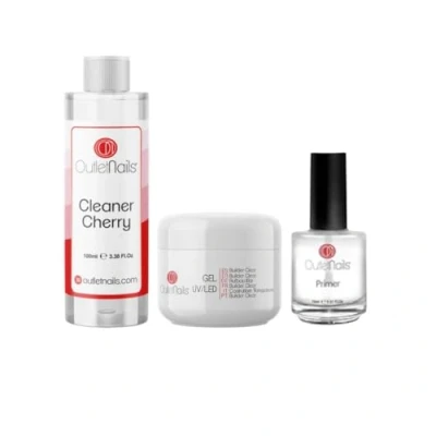 Imagen de UV gel Builder Clear 50ml + Primer 15ml sin acido Limpiador 100ml Cherry Para uñas de Outlet Nails