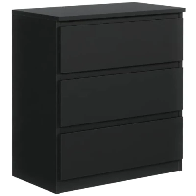 Imagen de meble masztalerz Cómoda 70 cm Negro Mat con 3 Cajones 70x78,5x39 Comoda Dormitorio Casa Oficina Cajonera Armario Interior Mueble Salon