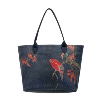 Imagen de DOGO Femme Cuir Vegan Bleu Foncé Fait Main et Mode Sac d&#039;épaule Like a Bird Motif