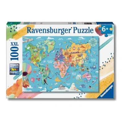 Imagen de Ravensburger Puzzle: Puzzle Mapa Mundi, 6 Años o Más, Puzles Niños Años, Rompecabezas Niños, 100 piezas XXL, Regalo Niño Mundi Pared Grande 49x36cm