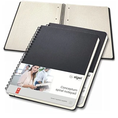 Imagen de SIGEL CO822 Cuaderno espiral, 17.4 x 21.4 cm, cuadriculado, Hardcover, negro, 3 unidades Conceptum