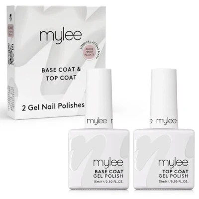 Imagen de MYGEL by Mylee Base Coat y Top para Esmalte de Gel Semipermanente 2x15ml UV/LED Nail Art Manicura Pedicura, Uso Profesional Doméstico, Larga Duración