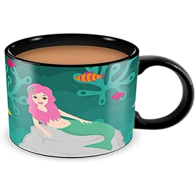 Imagen de Thumbs Up mermug Sirena Heat Change Taza con Cambio de Color, cerámica, Negro, 14 x cm
