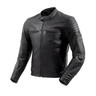 Imagen de REBELHORN Hunter II Chaqueta de Moto Hombre Cuero Protectores Codos, Hombros y Espalda Nivel 2 Canales Ventilación