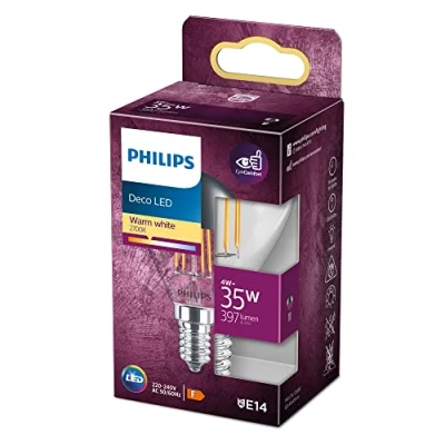 Imagen de Philips Bombilla LED Cristal, 35W, E14, Filamento, Luz Blanca Cálida, No Regulable