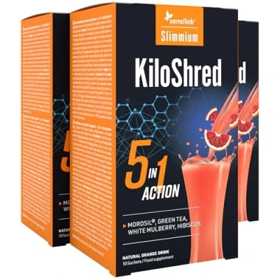 Imagen de Bebida de Garcinia Cambogia, Zinc, Morosil, Te Java, Moras Blancas Termogenico 30 Sobres para Dias Con E book Gratuito KiloShred Acción 5 en 1 SlimJOY Sensilab