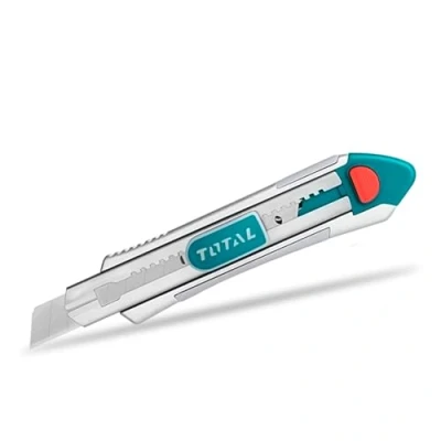 Imagen de TOTAL Cutter Para Cuchillas de 18 x 100 mm Cúter con Empuñadura Antideslizante Material: Guía Aluminio Incluye 6 Recambios 185