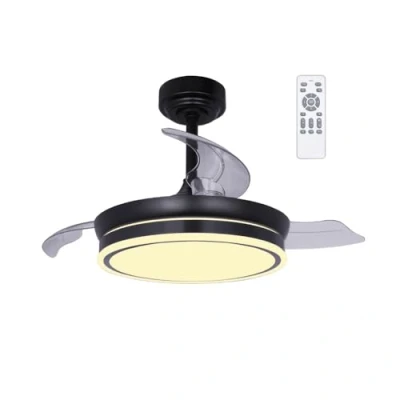 Imagen de wonderlamp Ventilador techo LED aspas plegables Perla Mini, Motor DC Silencioso, 3 CCT Regulable 46W, Negro