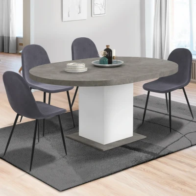Imagen de EDEN mesa de comedor redonda extensible 4 8 personas hormigón y blanco 120 160 cm