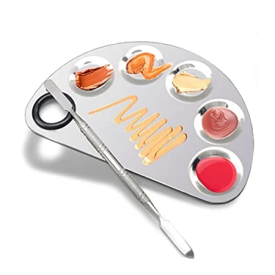 Imagen de AIBAOBAO Paletas de Mezclas Maquillaje, Profesional Cosméticos Paleta con Herramienta Espátula Acero Inoxidable para Base Mezcla, Sombra Ojos o Lápiz Labial