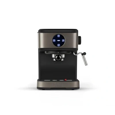 Imagen de Black+Decker BXCO850E Cafetera espresso, 20bar, 1 o 2 cafés, función vapor, paro automático, cantidad programable, sistema extra cream, 1.5l, acabado antihuellas en acero inox, 850W