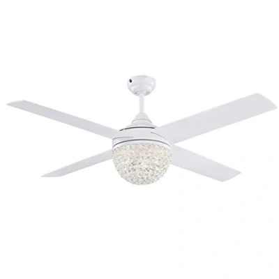 Imagen de Westinghouse iluminación 72262 Ventilador de techo con luz y control remoto estilo contemporáneo Kelcie, 132 cm, acabado blanco, pantalla joyas cristal