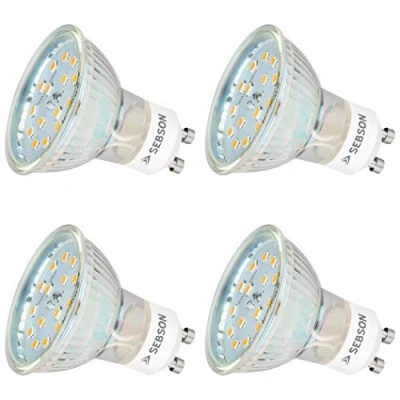 Imagen de SEBSON Bombilla LED GU10 5W Equivalente a 35W 420 Lúmenes Blanco Cálido 3000K No Regulable Angulo de Haz 110 Spot 230V Juego 4