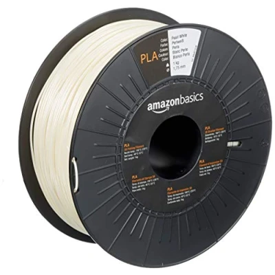 Imagen de Amazon Basics Filamento para impresora 3D, ácido poliláctico (PLA), 1.75 mm, cinta de 1 kg, blanco perla
