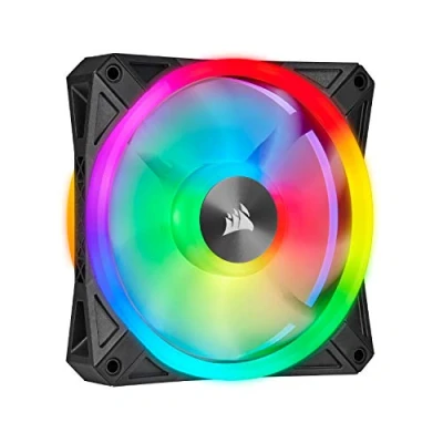 Imagen de Corsair iCUE QL120 RGB, Ventilador LED RGB De 120 mm , 34 Direccionables Individualmente, Hasta 1500 RPM, Silencioso, Amortiguadores Antivibraciones, Paquete Individual Negro