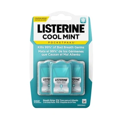 Imagen de Listerine PocketPaks Juego de 3 dispensadores tiras menta para un aliento fresco