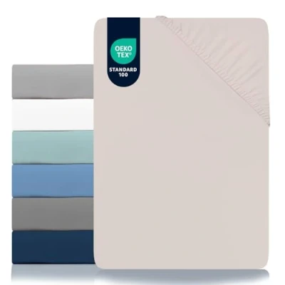 Imagen de Dreamzie Sabanas 160x200 Ajustable Microfibra Ultra Suave Oeko Tex Certificado Sabana Bajera Beige Satinado