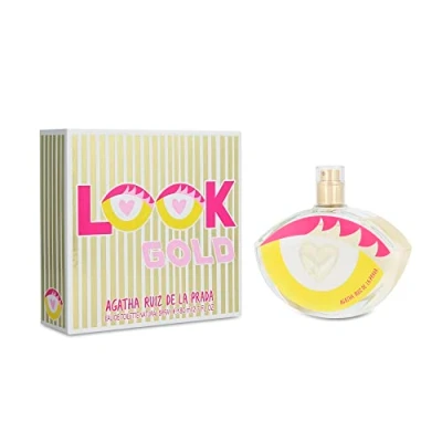 Imagen de Agatha Ruiz de la Prada, Perfumes LOOK GOLD! Eau Toilette para Mujer, Larga duración, Fragancia alegre, moderna y con encanto, Notas frutales, florales cítricas, Optimo uso diario, 80 ml
