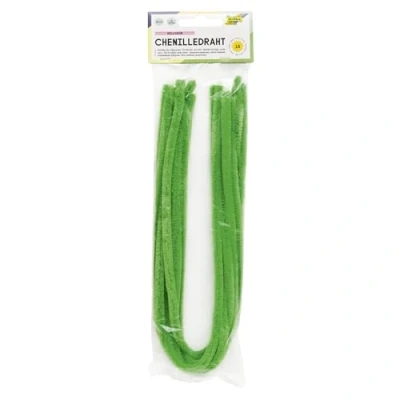Imagen de folia 77851 Alambre de Chenilla 10 Unidades Color Verde Claro, diámetro 8 mm y 50 cm Largo, Ideal para niños Manualidades diseño Animales, Figuras Otras Formas