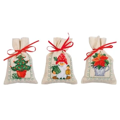 Imagen de VERVACO Vevaco Kits DE Punto Cruz Contado Bolsas Aromáticas DIY Creativo Set NAVIDAD JUEGO 3 Manualidades Bordar Kit Principiantes Decoration Hogar Regalo ca. 8 x 12 cm Cross Stitch Embroidery