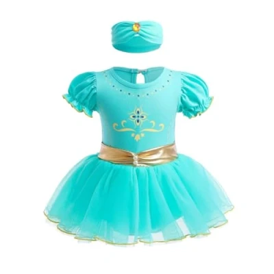 Imagen de Lito Angels Disfraz Vestido de Princesa Jazmin para Bebé Niñas Body Mono Mamelucos con Diadema Talla 9 12 meses (Número etiqueta 80)