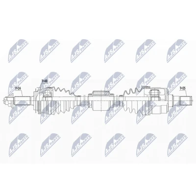 Imagen de NTY NPW KA 376 Árbol de transmisión Eje delantero, derecha 881 Caja cambios manual