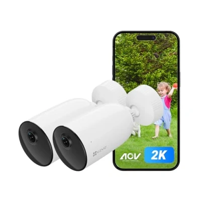 Imagen de EZVIZ CB3 (2 Pack) Cámara Vigilancia WiFi Exterior 2K, AOV Modo, Detección de Persona, Batería Recargable, Visión Nocturna en Color, Llamada Bidireccional,Defensa Activa