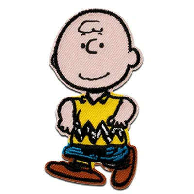 Imagen de Mono Quick Peanuts Charlie Parches Termoadhesivos Bordados Aplique Para Ropa, Tamaño: 7,7 x 4 cm