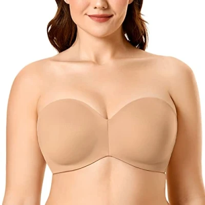 Imagen de DELIMIRA Mujer Sujetador Invisible Apoyo con Aros Sin Tirantes Natural 90C
