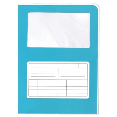 Imagen de Blasetti SINTEX Carpetas portadocumentos con ventana CROMO AZUL archivador documentos para oficina, formato A4, paquete de 50 unidades, papel usado 120 g, abierta por dos lados
