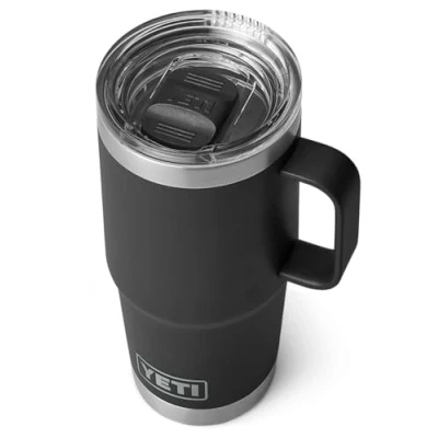 Imagen de YETI Rambler Taza de viaje acero inoxidable aislada al vacío con tapa Stronghold, color negro, 591 ml