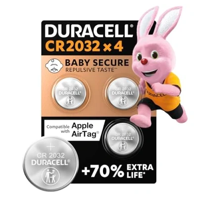 Imagen de Pilas Duracell 2032, De botón, Paquete 4 unidades, 3V, DL2032 /CR2032, Plata