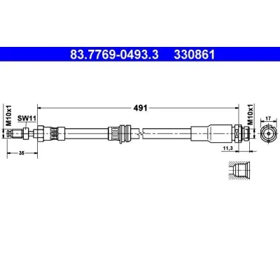 Imagen de Tubo flexible de frenos ATE 83.7769 0493.3