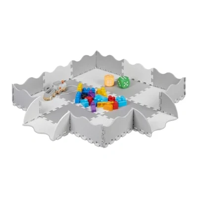 Imagen de Relaxdays Alfombra Puzle Bebé, 25 Piezas, 0,77 m², Bordes, Goma EVA, Colchoneta Sin Sustancias Nocivas, Gris y Blanco